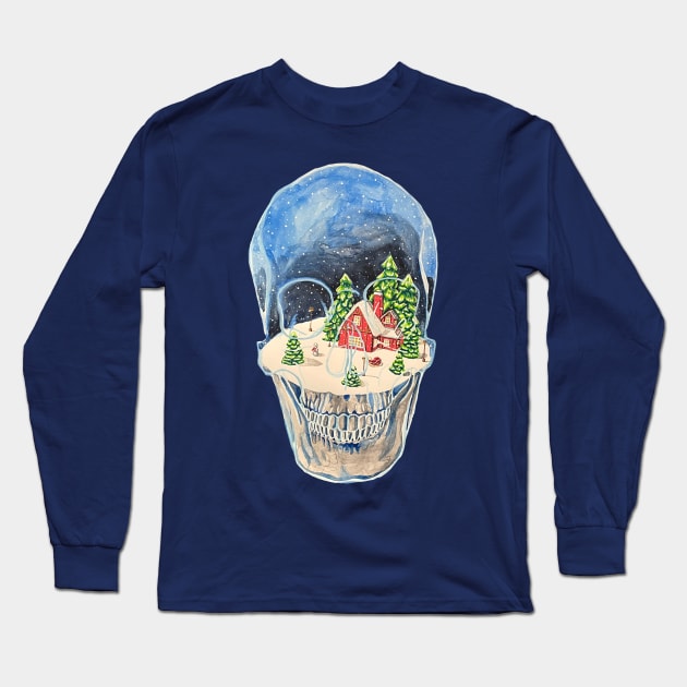 Skull Snow Globe Long Sleeve T-Shirt by RaLiz